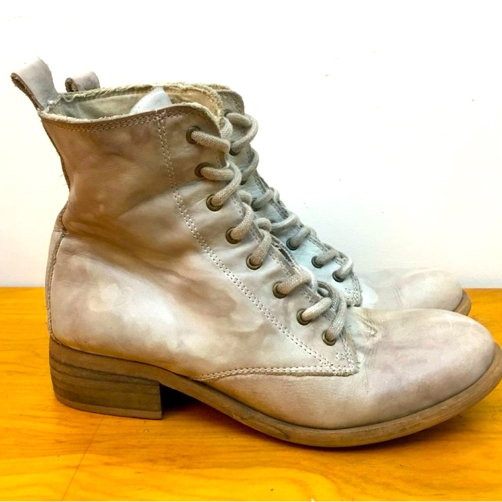 Anthropologie Felmini Cream Ankle Combat boots 37